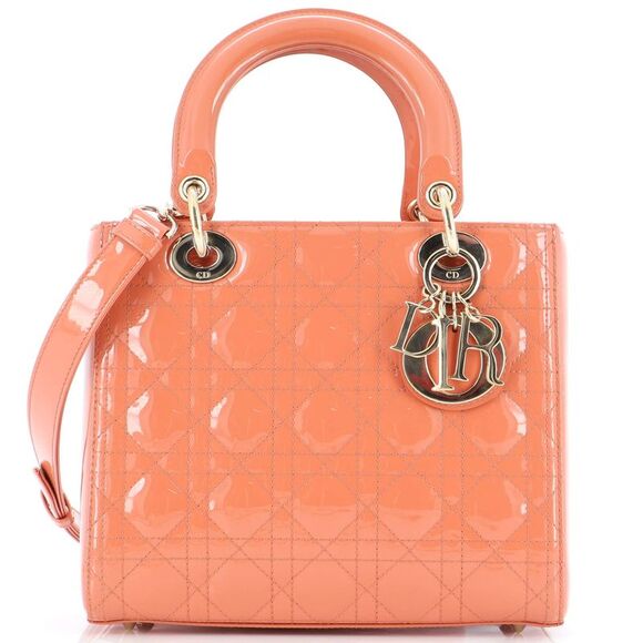 Christian Dior Handbags - Christian Dior Lady Dior Bag Cannage Quilt Patent Medium Orange